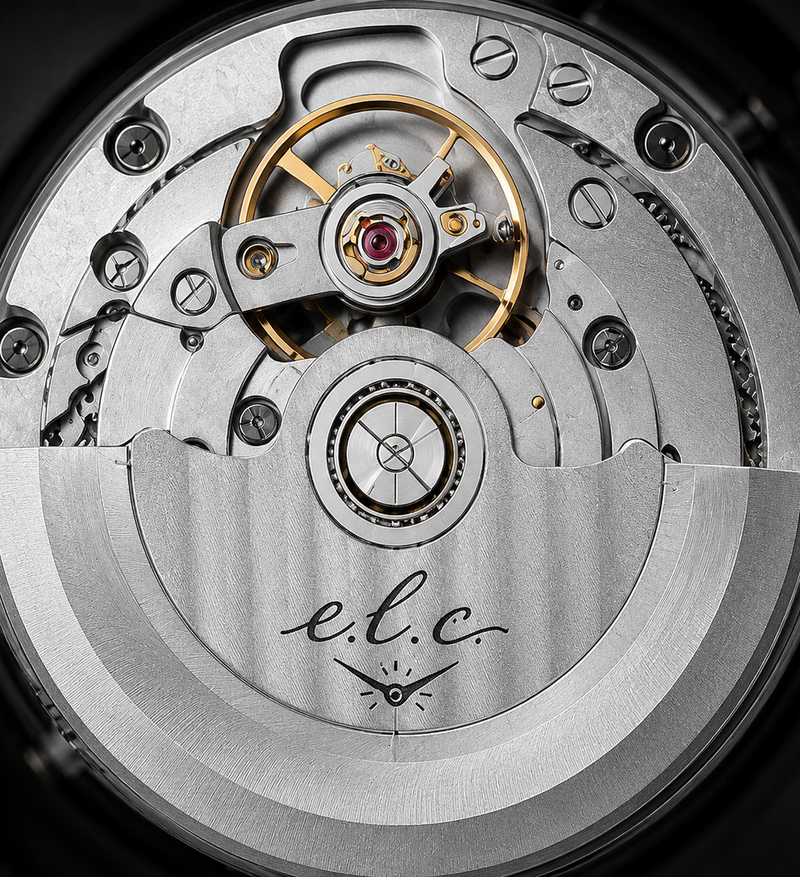 Close-up of automatic mechanical watch movement