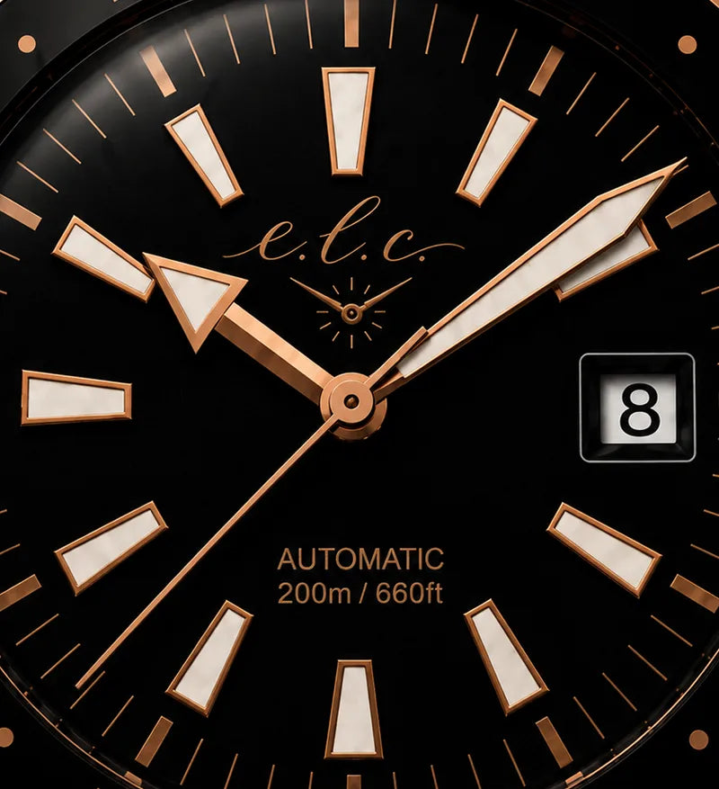 luxury watch black dial layout