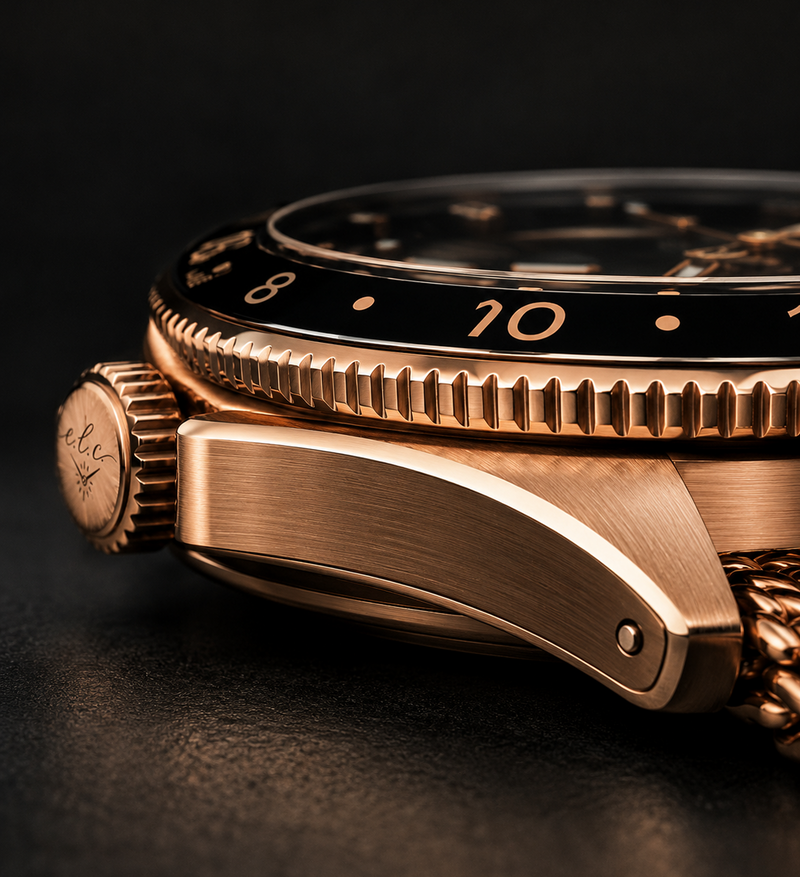 Rose gold 40mm luxury watch case and bezel