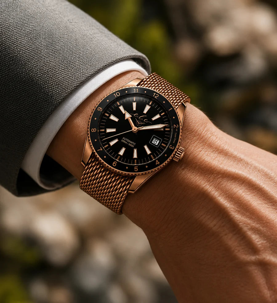 elc mechanical watch on wrist
