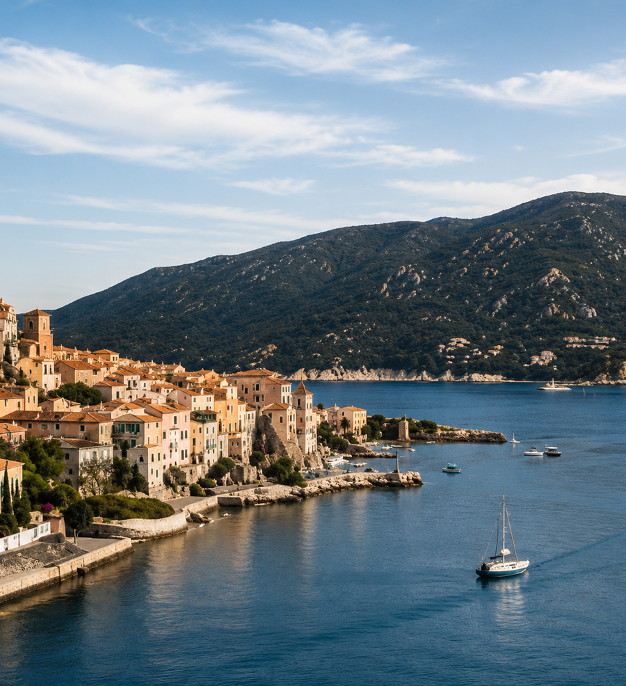 Beautiful Riviera coastal village and Mediterranean landscape inspiring E.L.C. watch design