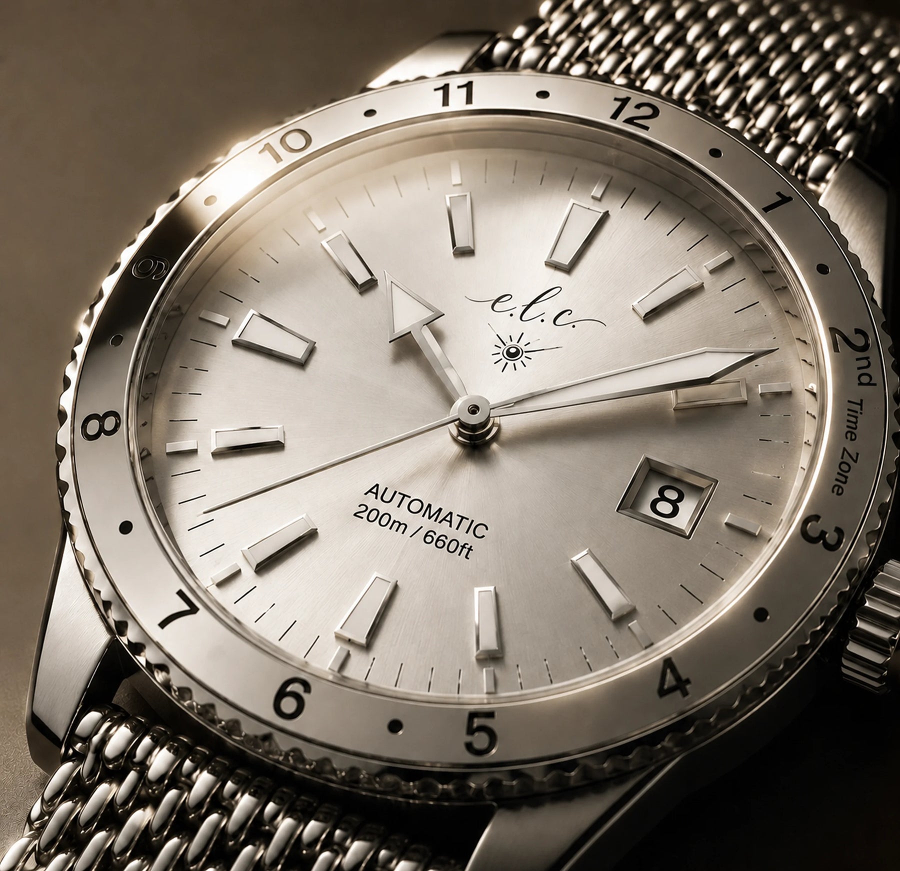 E.L.C. Riviera Signature automatic watch with silver dial and refined detailing