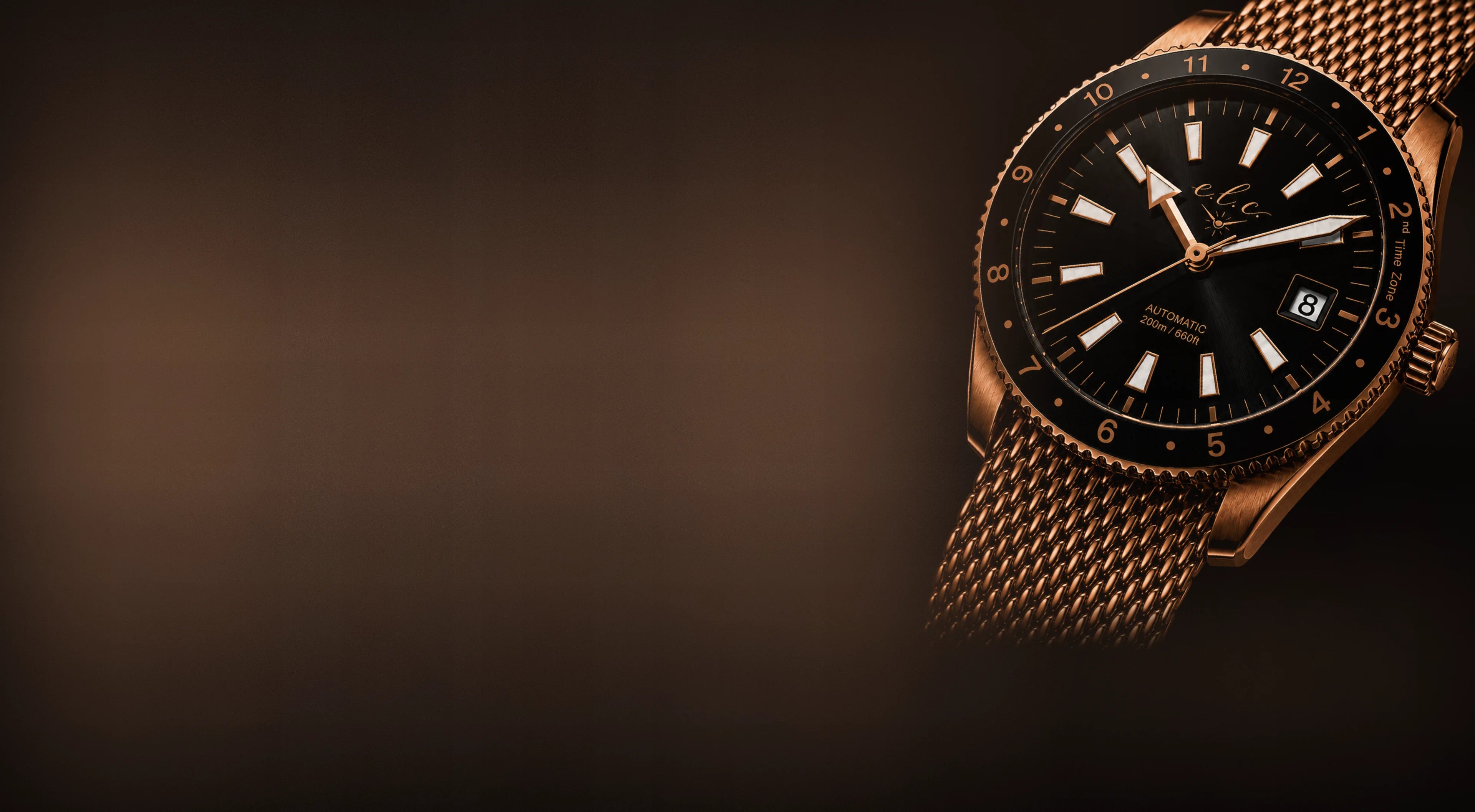 E.L.C. Riviera Signature black and gold automatic watch for early access pre-order release
