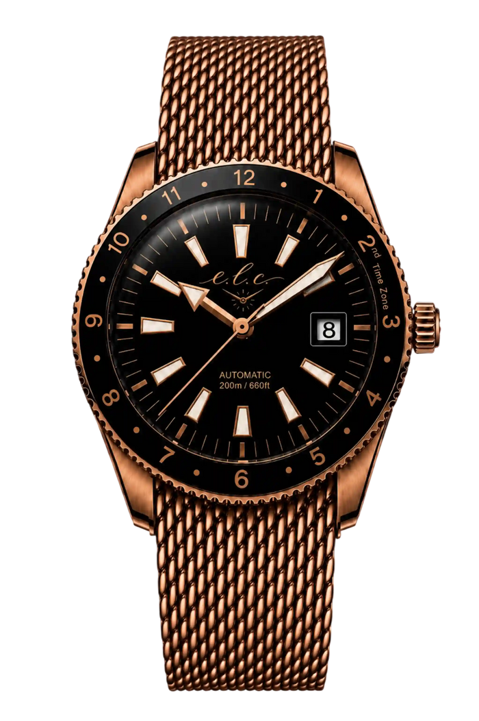 E.L.C. Riviera Signature black and rose gold luxury watch