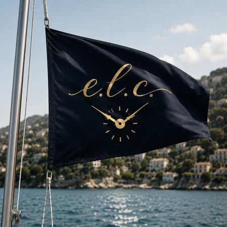 E.L.C. Watches flag overlooking the French Riviera coast