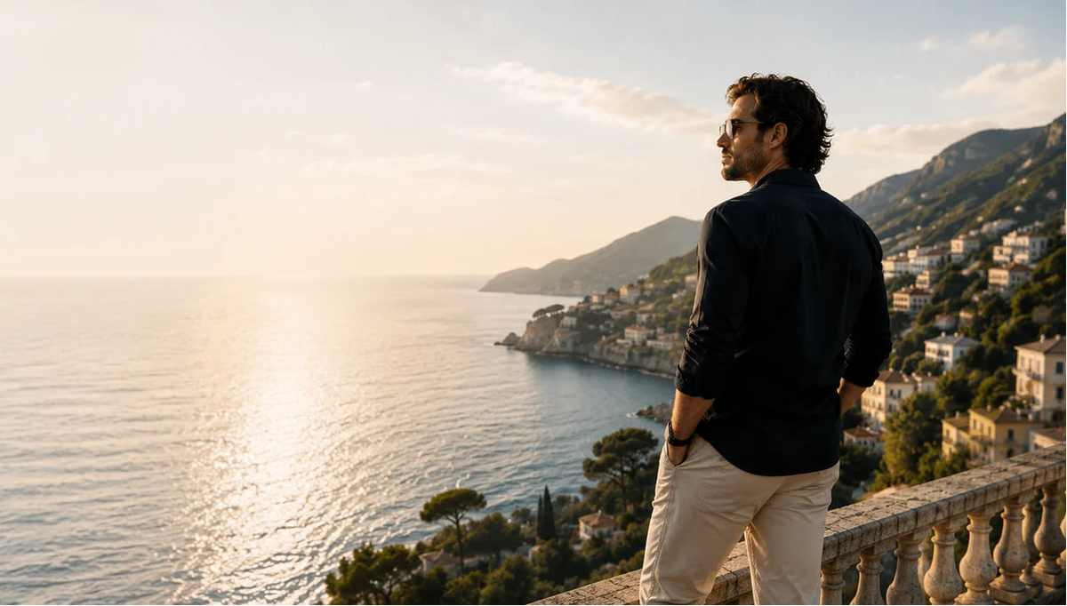 E.L.C. Watches luxury lifestyle overlooking the French Riviera coastline